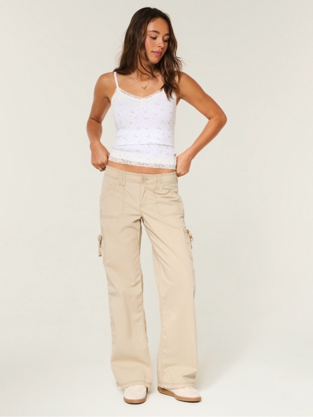 Hollister low rise lace trim baggy pants NWT